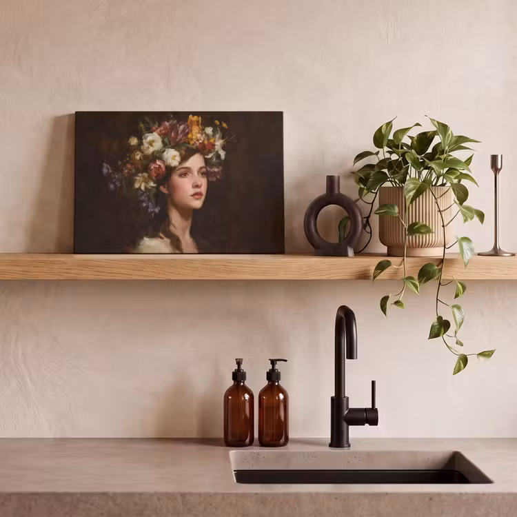 Portret - Vrouw - Bloemen canvas 2cm klein -sfeer3