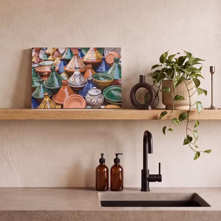 Canvas Print - Pottery - Colorful - Pattern - Aardewerk - Kleurrijk - Patroon canvas 2cm klein