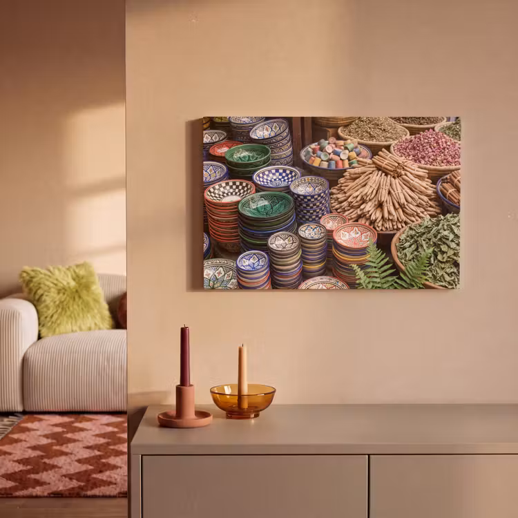 Canvas Print - Pottery - Oriental - Colorful - Aardewerk - Oosters - Kleurrijk canvas 2cm klein