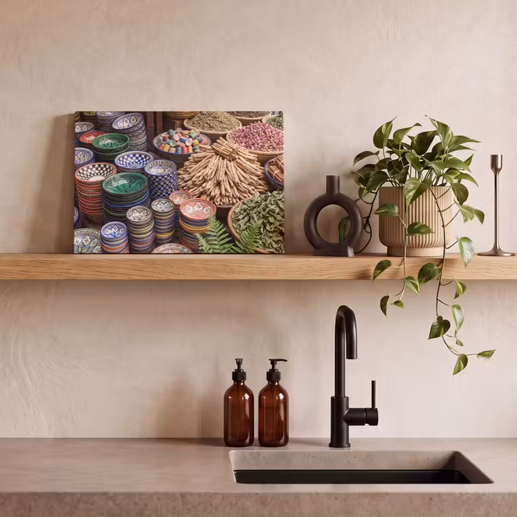 Canvas Print - Pottery - Oriental - Colorful - Aardewerk - Oosters - Kleurrijk canvas 2cm klein