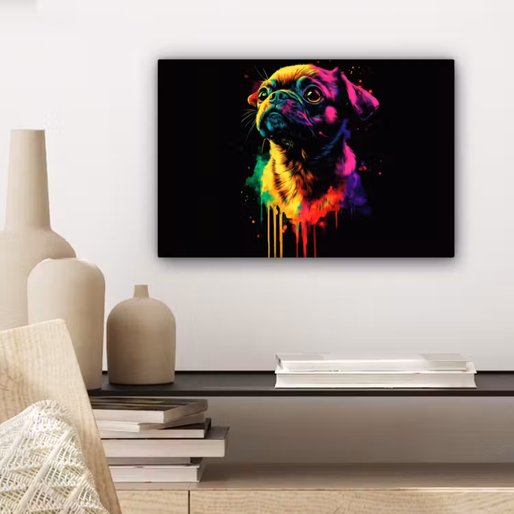 Puck - Hond - Verf - Kleuren canvas 2cm klein -sfeer6