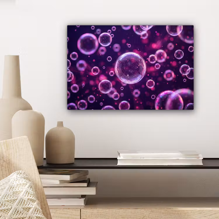 Paars - Bubbels - Schuim canvas 2cm klein -sfeer6