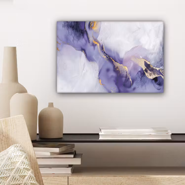 Paars - Modern - Marmer - Abstract canvas 2cm klein -sfeer6