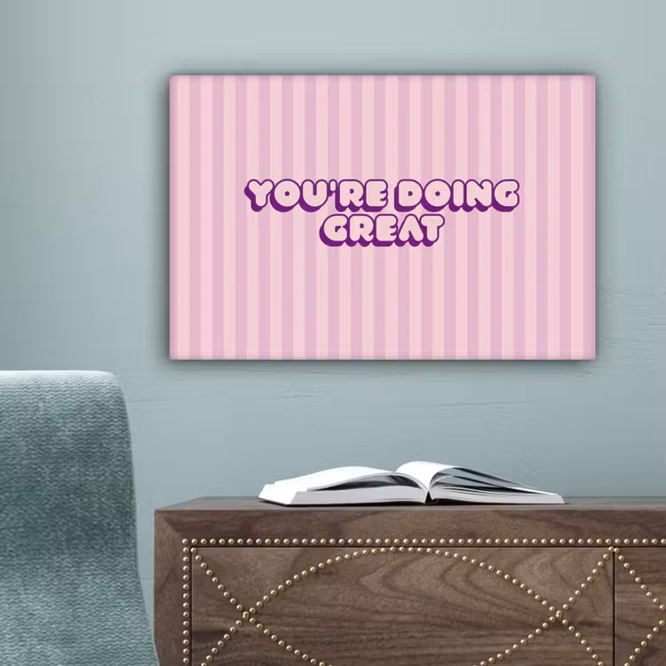 Paars - Strepen - You're doing great - Schaduw canvas 2cm klein -sfeer4