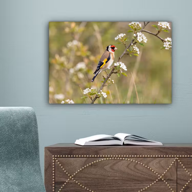 Putter - Bloesem - Lente - Natuur - Kleurrijk canvas 2cm klein -sfeer4