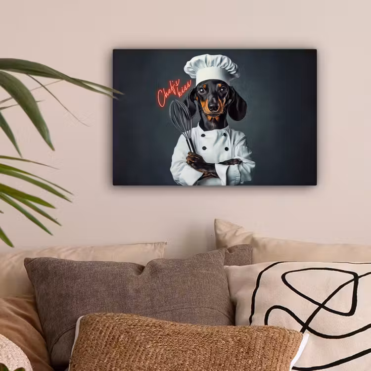 Quote - Neon - Hond - Kokskleding canvas 2cm klein -sfeer1
