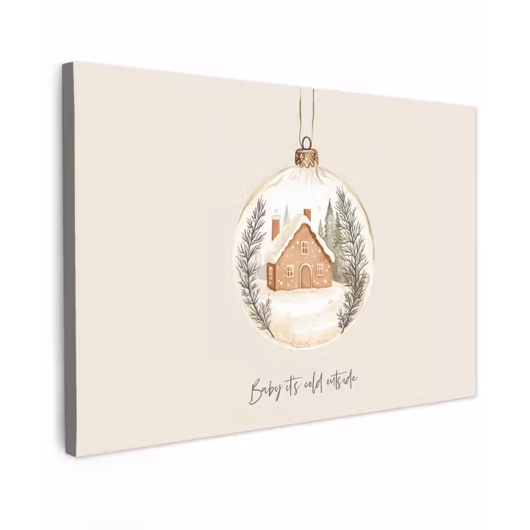 Quote - Winter - Kerst - Beige - Kerstbal canvas 2cm klein -z3d