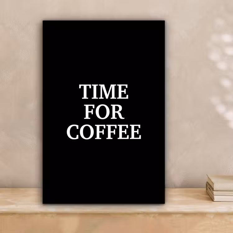 Quotes - Letters - Koffie - Zwart canvas 2cm klein -sfeer1