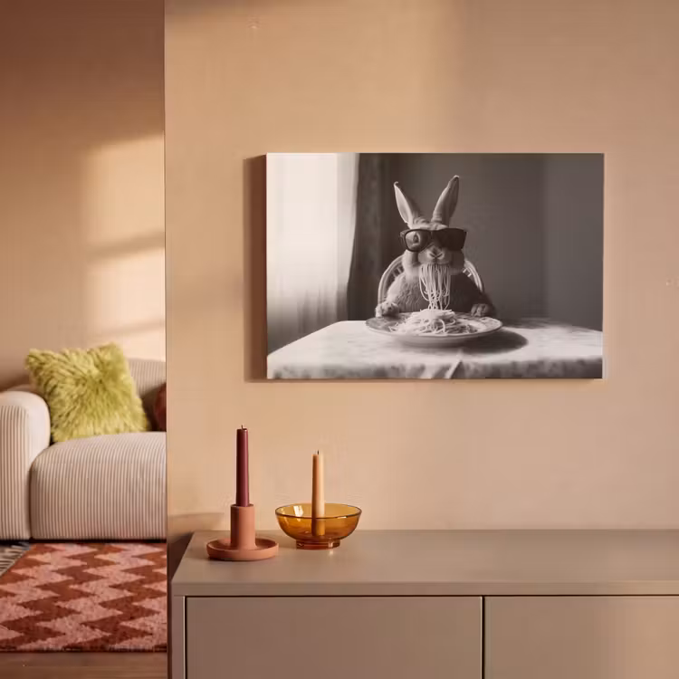 Konijn - Bunny - Zonnebril - Tafelkleed - Pasta - Schattig canvas 2cm klein -sfeer1