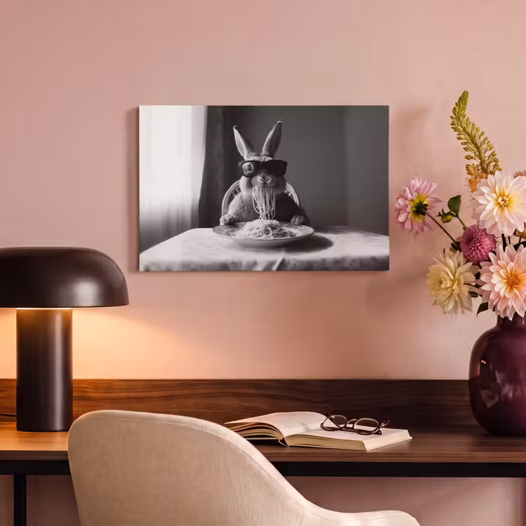 Konijn - Bunny - Zonnebril - Tafelkleed - Pasta - Schattig canvas 2cm klein -sfeer4