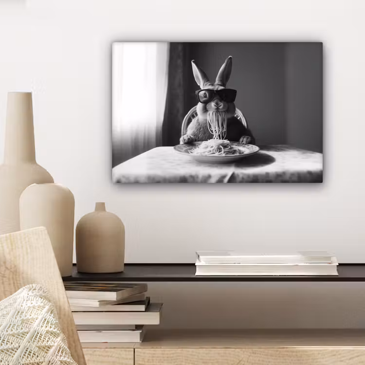 Konijn - Bunny - Zonnebril - Tafelkleed - Pasta - Schattig canvas 2cm klein -sfeer6