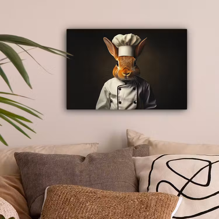 Konijn - Kok - Dier canvas 2cm klein -sfeer1