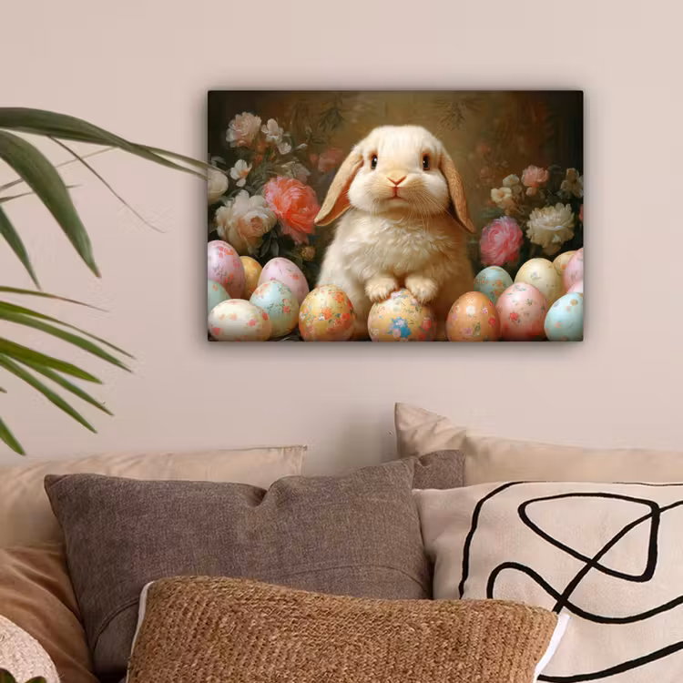 Konijn - Paaseieren - Stilleven canvas 2cm klein -sfeer1