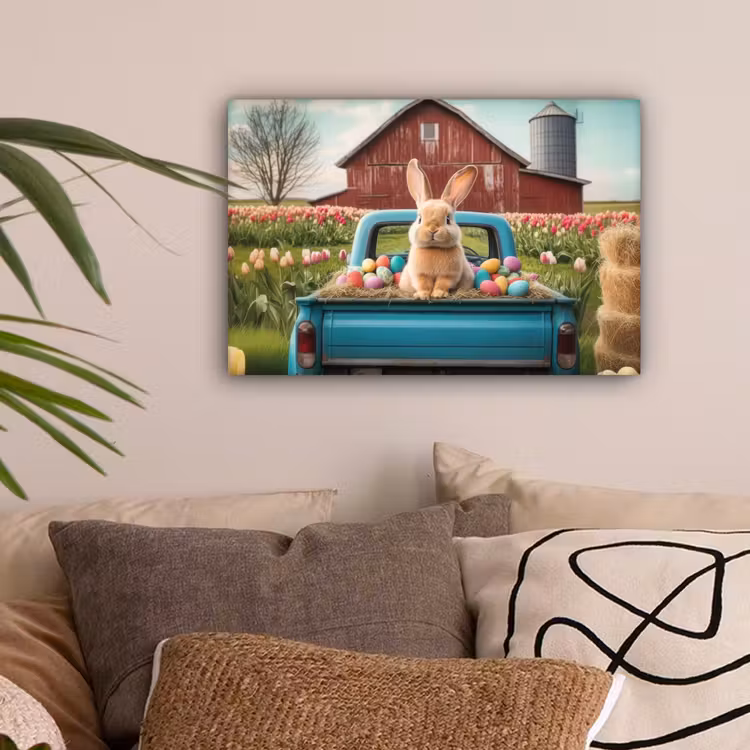 Konijn - Boerderij - Eieren canvas 2cm klein -sfeer1