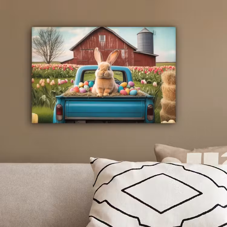 Konijn - Boerderij - Eieren canvas 2cm klein -sfeer3