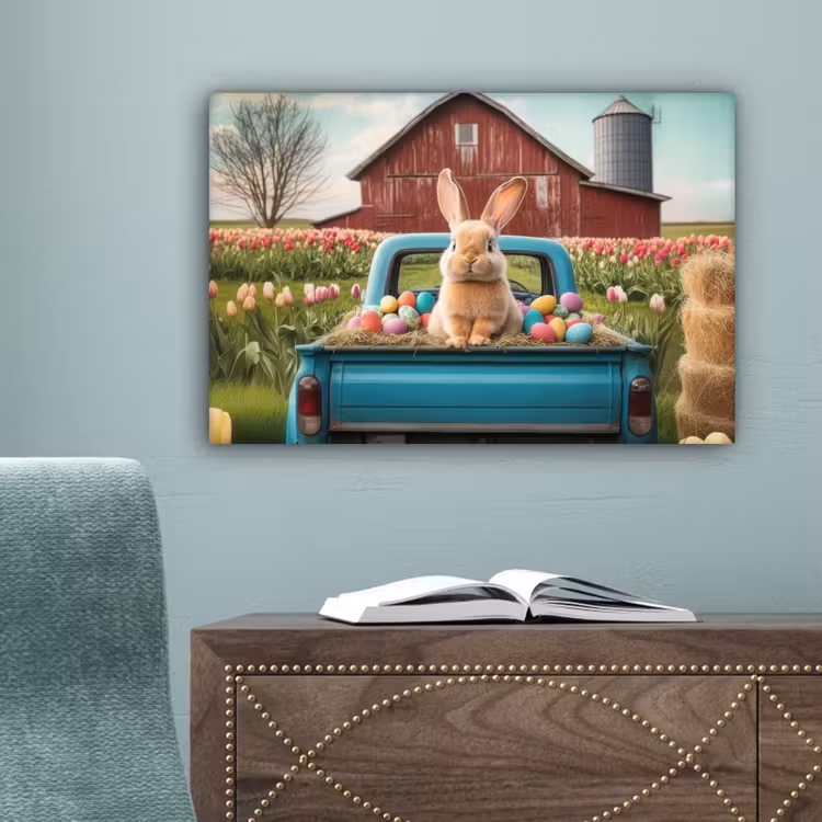 Konijn - Boerderij - Eieren canvas 2cm klein -sfeer4