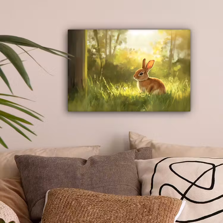 Konijn - Zonlicht - Bos canvas 2cm klein -sfeer1
