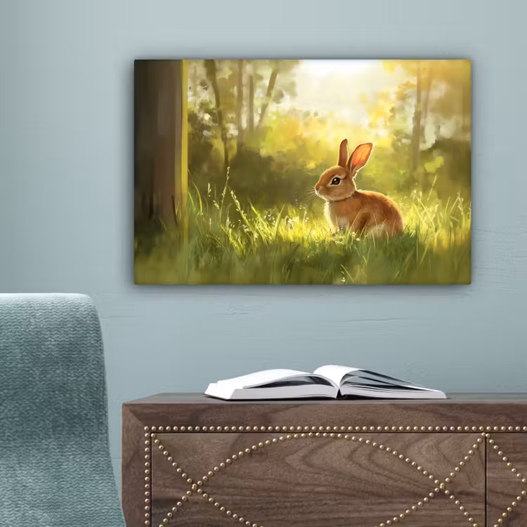 Konijn - Zonlicht - Bos canvas 2cm klein -sfeer4