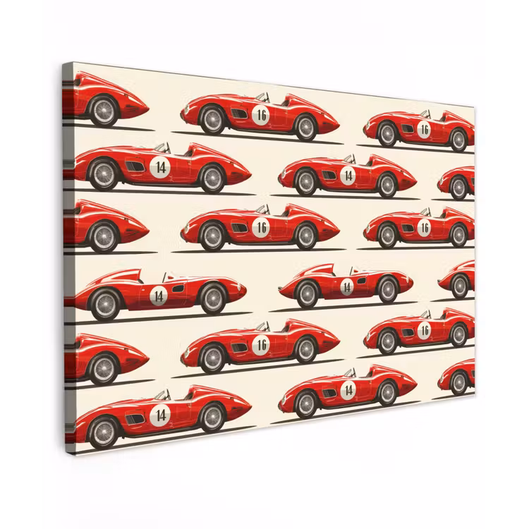 Raceauto - Retro - Rood canvas 2cm klein 34 -z3d