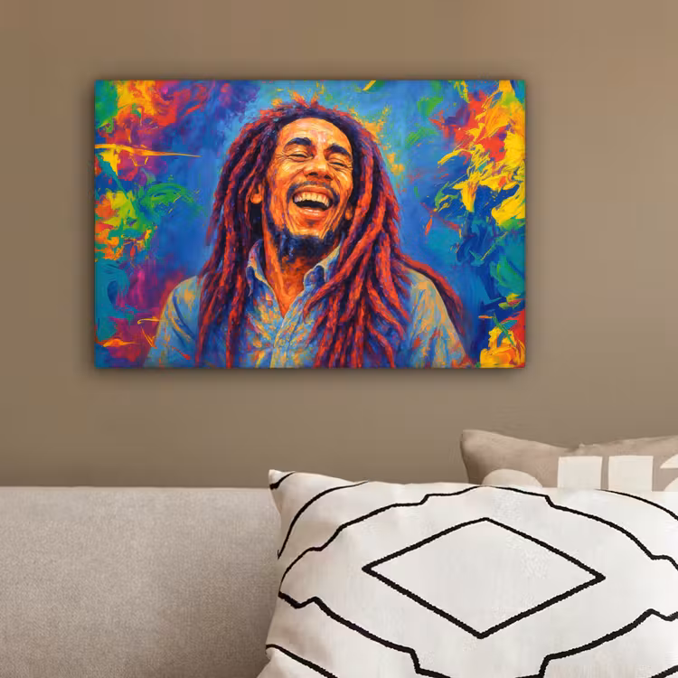 Regenboogkleuren - Man - schilderij canvas 2cm klein -sfeer3