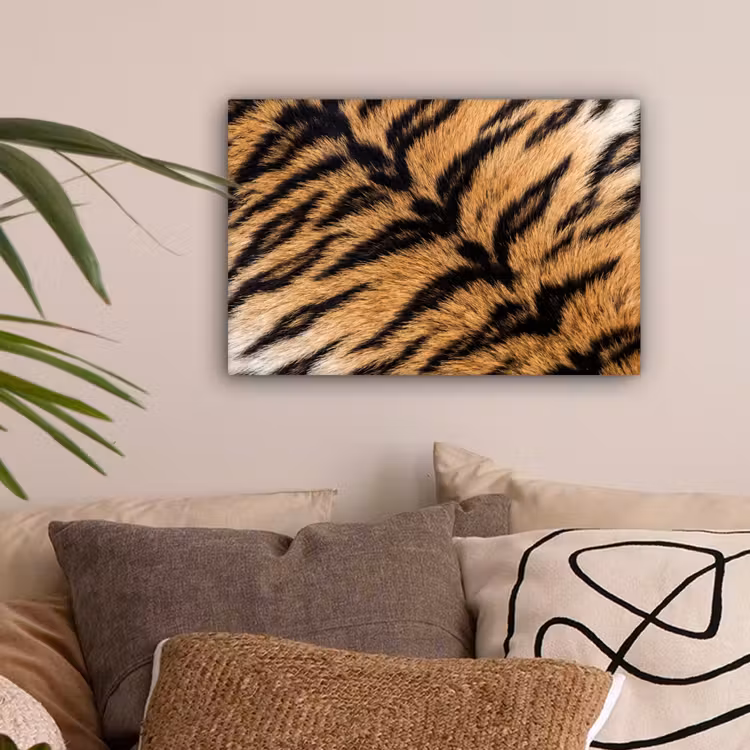 Realistisch - Tijgervacht - Zwart canvas 2cm klein -sfeer1