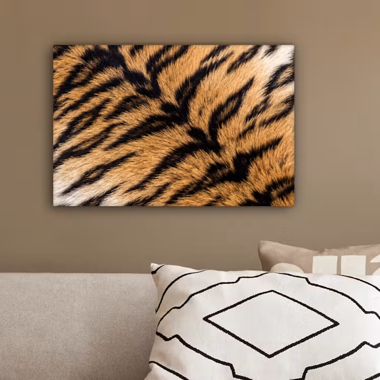 Realistisch - Tijgervacht - Zwart canvas 2cm klein -sfeer3