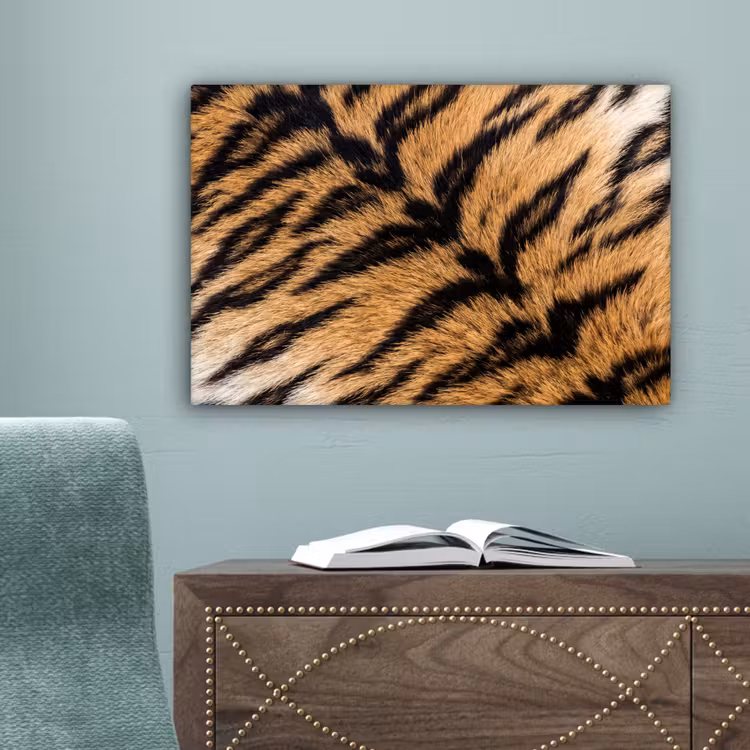 Realistisch - Tijgervacht - Zwart canvas 2cm klein -sfeer4