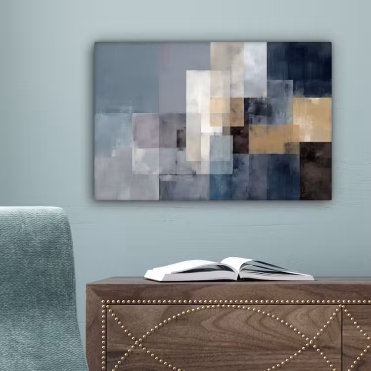 Rechthoeken - Abstract - Blauw canvas 2cm klein -sfeer4