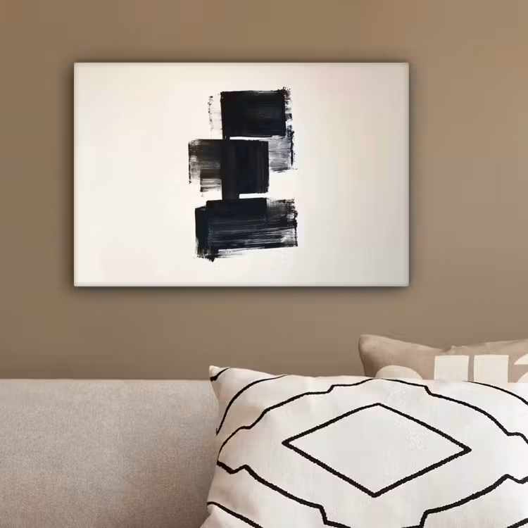 Rechthoeken - Penseelstreken - Abstract - Zwart canvas 2cm klein -sfeer3