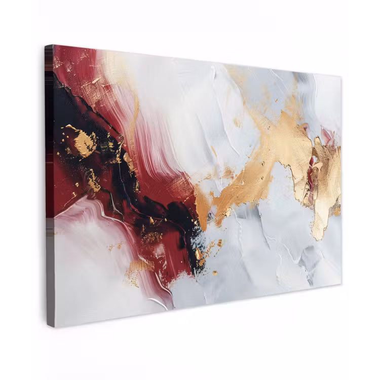 Rood - Abstract - Goud - Modern canvas 2cm klein -z3d