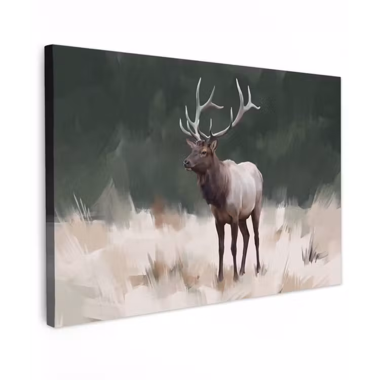 Edelhert - Gewei - Schildering - Rustiek canvas 2cm klein -z3d