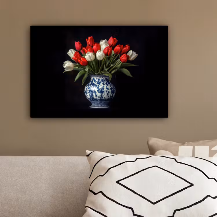 Rode - Bloemen - Tulpen - Vaas canvas 2cm klein -sfeer3