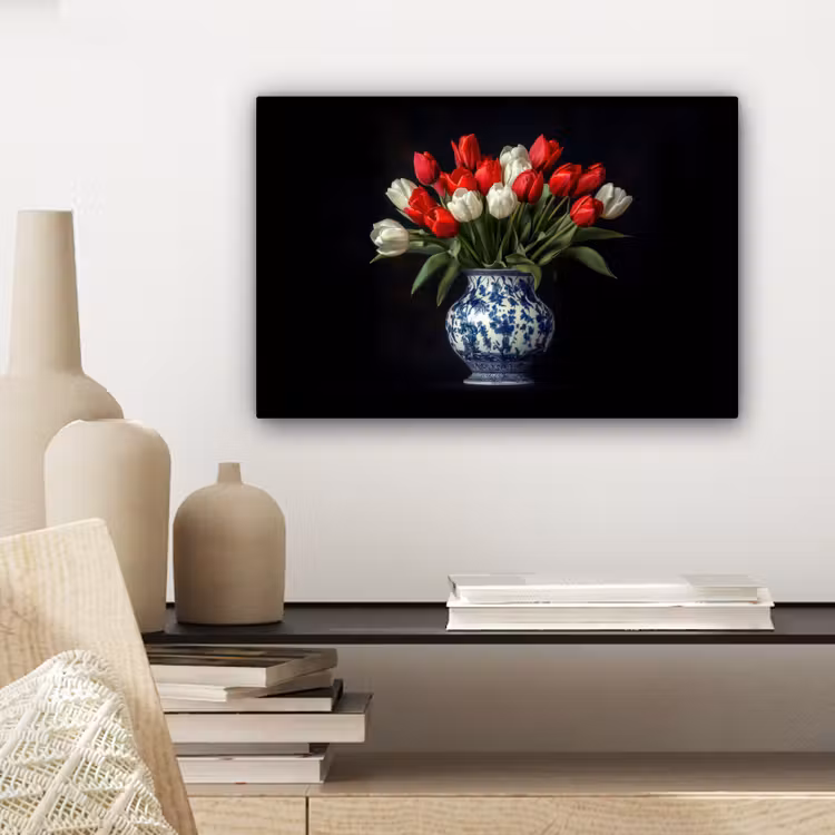 Rode - Bloemen - Tulpen - Vaas canvas 2cm klein -sfeer6