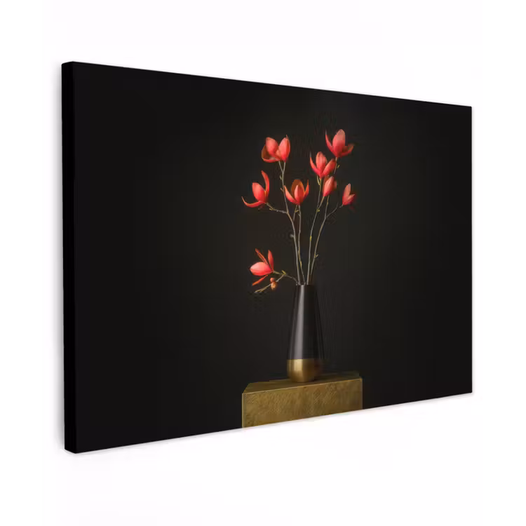 Rode - Bloemen - Vaas canvas 2cm klein -z3d