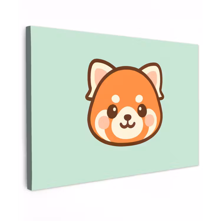 Rode panda - Groen - Cartoon canvas 2cm klein -z3d