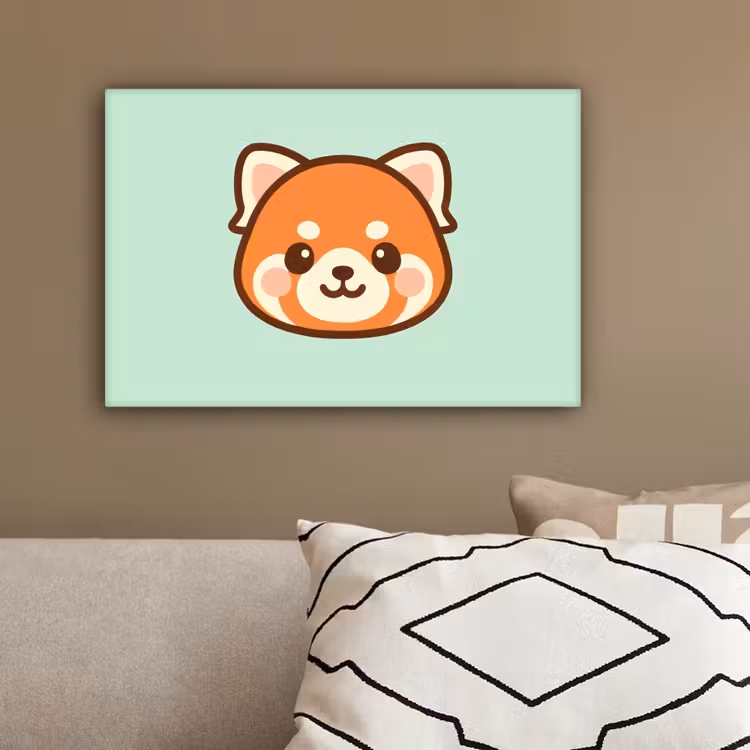 Rode panda - Groen - Cartoon canvas 2cm klein -sfeer3