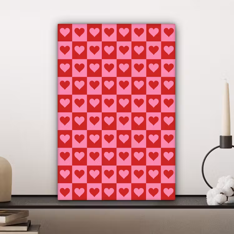 Rood - Roze - Schaakbord - Valentijn canvas 2cm klein -sfeer6