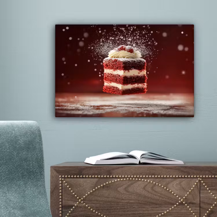 Rode - Velvet - Taart - Eten canvas 2cm klein -sfeer4