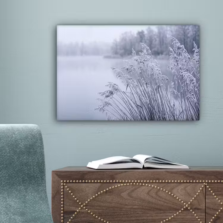Riet - Bevroren - Winter - Natuur canvas 2cm klein -sfeer4