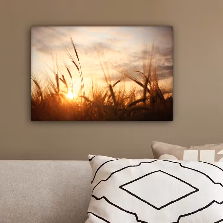 Riet - Gras - Zonsondergang - Natuur - Horizon canvas 2cm klein -sfeer3