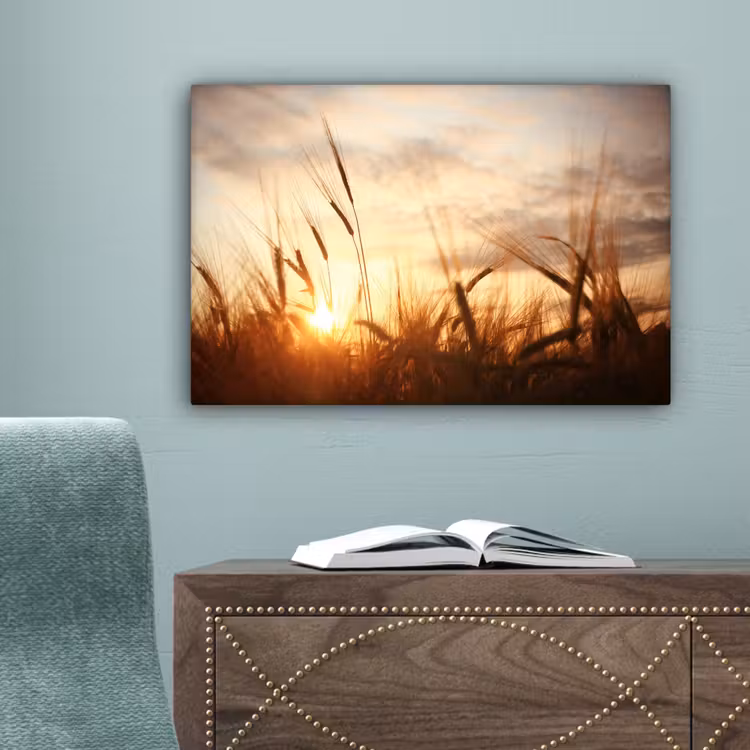 Riet - Gras - Zonsondergang - Natuur - Horizon canvas 2cm klein -sfeer4