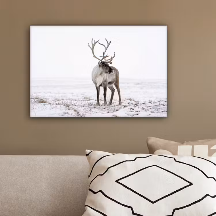 Rendier - Gewei - Sneeuw - Winter canvas 2cm klein -sfeer3