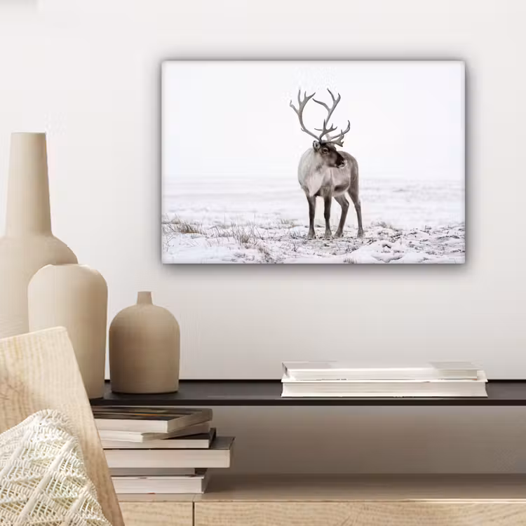 Rendier - Gewei - Sneeuw - Winter canvas 2cm klein -sfeer6