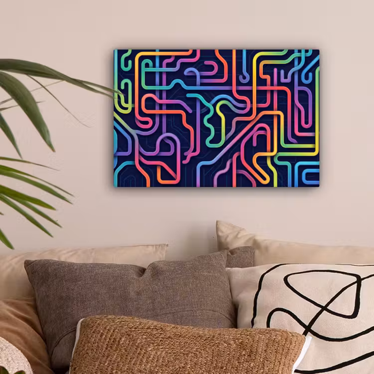 Retro - Abstract - Neon canvas 2cm klein -sfeer1