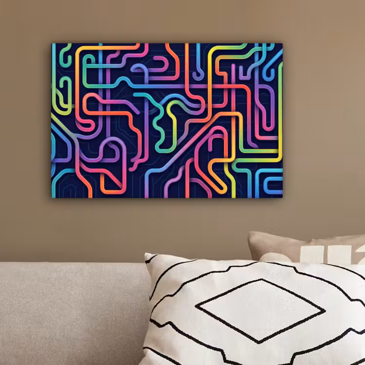 Retro - Abstract - Neon canvas 2cm klein -sfeer3