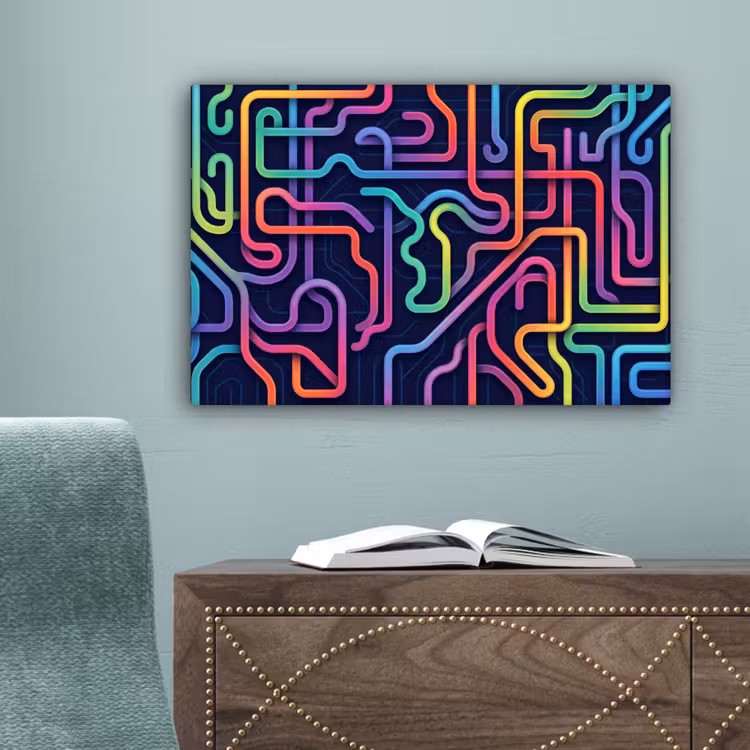 Retro - Abstract - Neon canvas 2cm klein -sfeer4