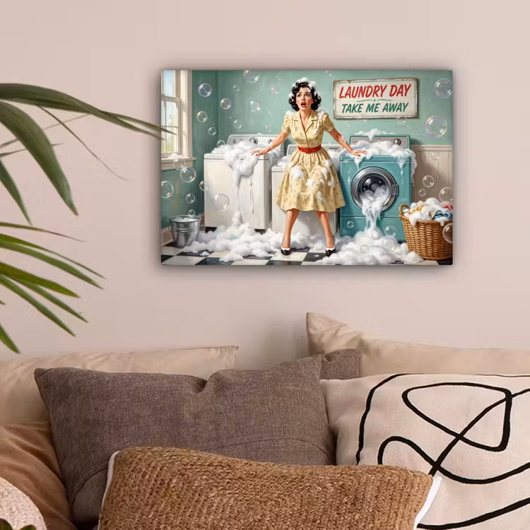 Retro - Blauw - Vrouw canvas 2cm klein -sfeer1