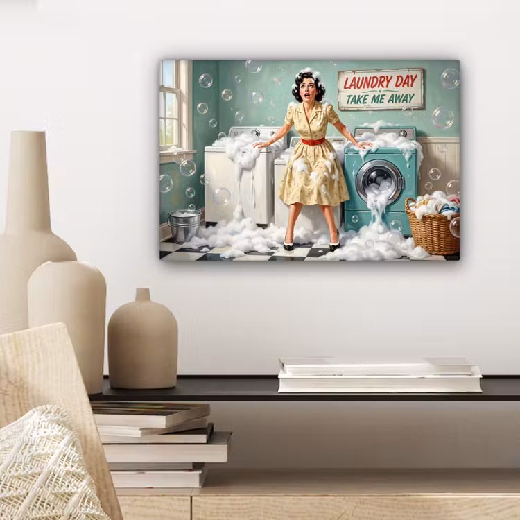 Retro - Blauw - Vrouw canvas 2cm klein -sfeer6