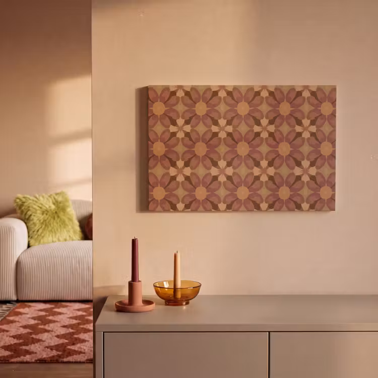 Retro - Bloemen - Bruin canvas 2cm klein 34 -sfeer1