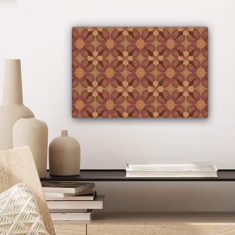 Retro - Bloemen - Bruin canvas 2cm klein 34 -sfeer6